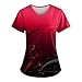 DNKZWUPUP Scrubs for Women Tops Plus Size V-Neck Short Sleeve Scrub Tops Stretch Cute Print Nursing Shirts Petite Holiday Nurse Medical Uniforms with Pockets 17-Hot Pink 2XL