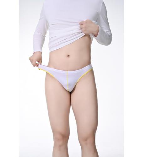 Men's Sexy Thong Underwear, Cotton G-String Low Rise Underpants Red/Black/White 3 Pack3