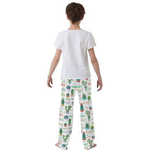 ZZXXB Cacti Hugs Boys Long Pants Soft Trousers Elastic Waist Kids Lounge Bottoms with Pockets S-XL3