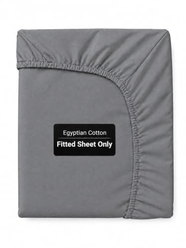 100% Egyptian Cotton Full Fitted Sheet, 1000 Thread Count - Light Grey