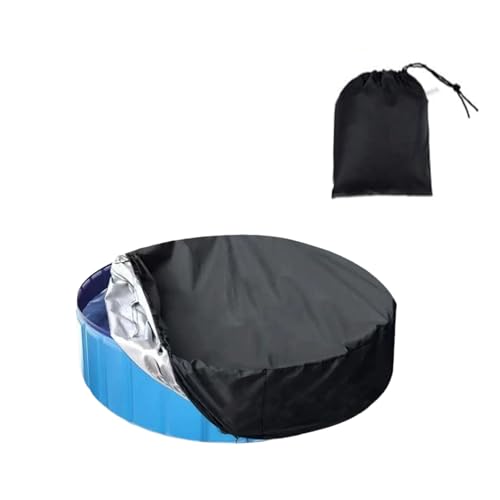 Outdoor Swimming Pool Cover - 4 FT Foldable UV Resistant Round Paddling Pool Cover Hot Tubs Cover Garden Plastic Inflatable Tubs Lid for Dog Pool - 122 * 30CM