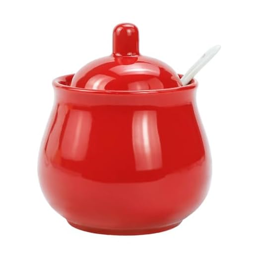 FUYU Ceramic Sugar Bowl Spice Jar with Lid and Spoon Seasoning Box Condiment Pot