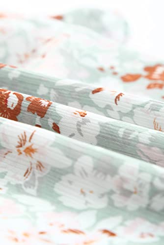 Blibean Girl Summer Blouse Short Sleeve Shirts Tween Kids Ruffle Tops Spring Boho Flower Clothes Floral Clothing Size 12-13 Years Xx-Large Green #TOP4