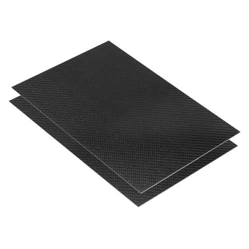 QUARKZMAN 2 Stück 3K Carbon Fiber Plate Panel Sheets, 300 x 200 x 1mm Carbon Fiber Board Plate Flexible für RC Flugzeug, Modellauto, Auto Teile (Twill Bright)