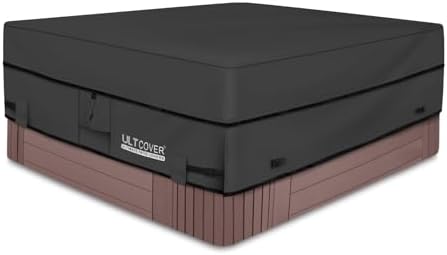 ULTCOVER Waterproof 600D Polyester Square Hot Tub Cover Outdoor SPA Covers 90 x 90 inch, Black