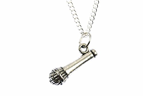 Collier microphone en bijoux fantaisie fait main avec chaîne de 45cm pour passionné de musique