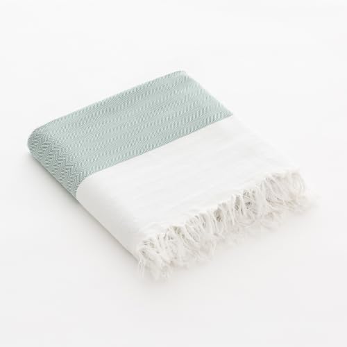 GAMUSI Fouta Pareo Toalla Playa Ligera Rayas Anchas 90x180cm, Color Verde