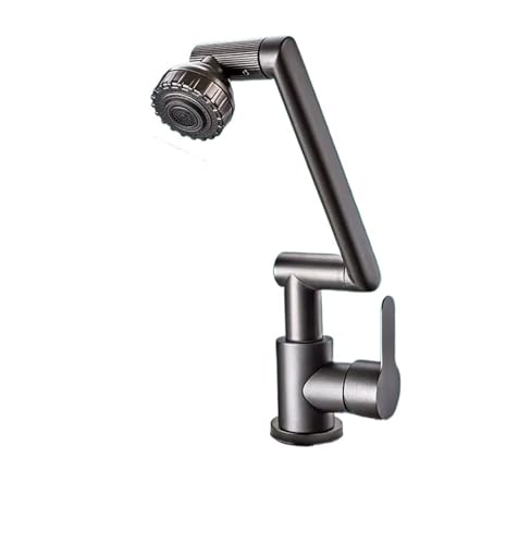 Robinet de lavabo à bras mécanique noir orientable et robuste - 4