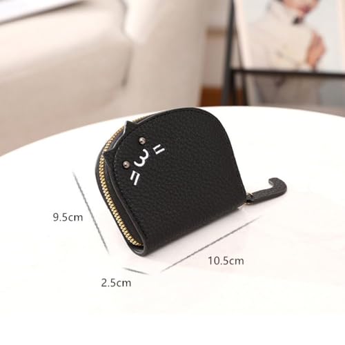 Cartoon Compact Wallet 8-Card Slot Zipper Coin Purse & Keychain(white)2