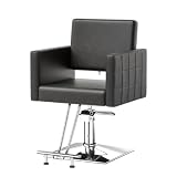 Bonnlo Friseurstuhl Höhenverstellbar 90-105 cm, Barber Stuhl 360°Drehbar & 150 kg Tragbar, Friseur Stuhl mit T-förmige Fußauflage, Barberstuhl aus PVC (Schwarz, 64 x 49 x 105 cm)