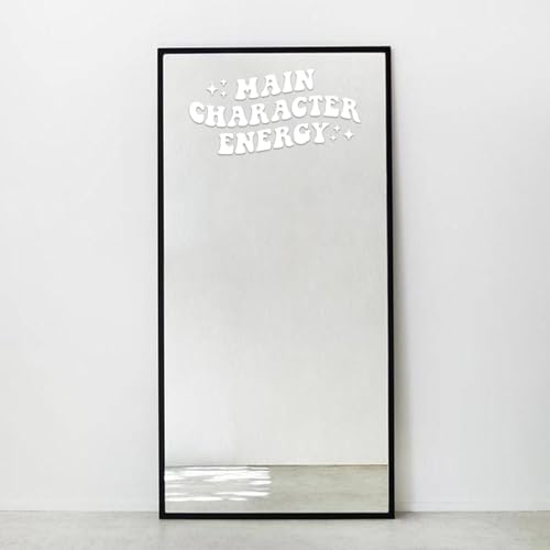 Image of Sticker for Glass & Mirrors| Minimal Vinyl Decal for Bedroom Bathroom & Cafe | Self-Adhesive Waterproof Quote Mirror Sticker | Aesthetic Decals (Main Character Energy, Small, Matt White)