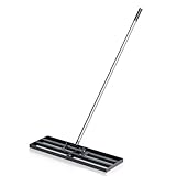 CRMCC 76,2 x 25,4 cm Rasen-Nivellierrechen mit 198,1 cm verstellbarem Edelstahlgriff – strapazierfähiges, breites Nivellierwerkzeug für große Flächen, Gras- und Bodennivellierer