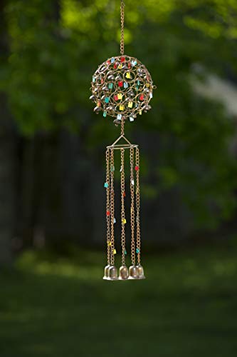 Ancient Graffiti Multicolor Sphere W/Dangles Wind Chime, Multi #TOP12