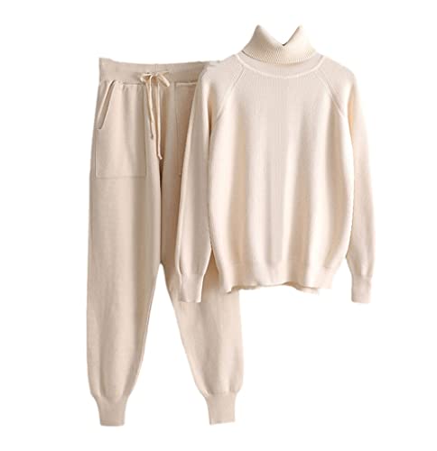 Survêtement tricoté femme pour le cocooning chic en ensemble beige 2 pièces