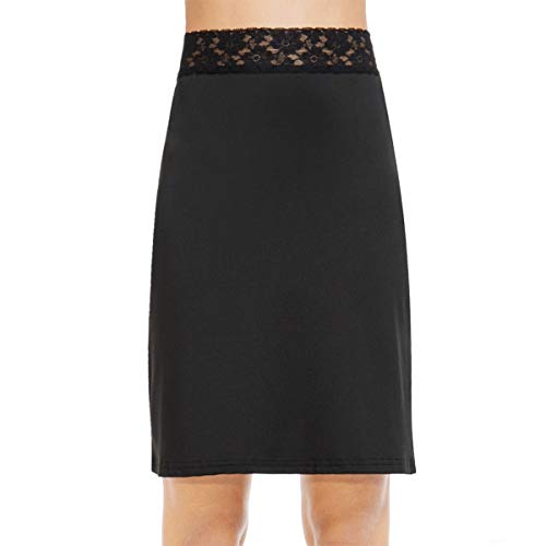 Subuteay Half Slips For Under Dresses Half Slip With Floral Lace Waistband Above Knee Length Slips For Women Black Xxl #TOP5