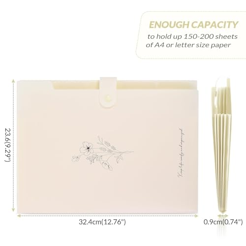Image of SKYDUE Expanding File Organizer with 5 Pockets, Accordion File Folders with Labels, Portable Document Paper Bill Receipt Organizer, Home College School Office Supplies, Letter Size,Apricot