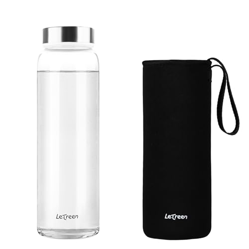LETTREEN 32 oz Glass Water Bottle
