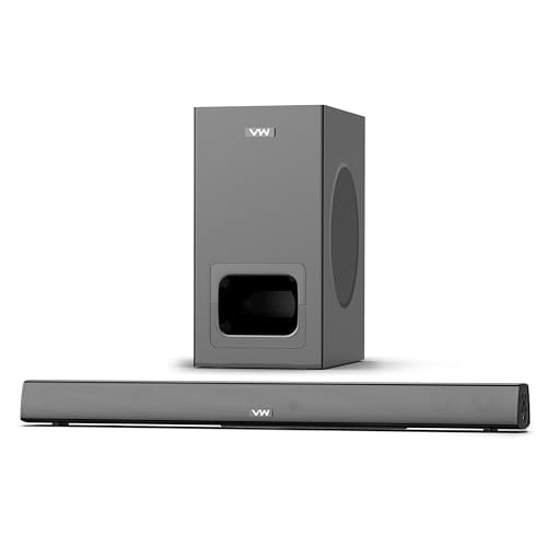 Image of VW Sonic Bar | 120W Soundbar | 2.1 Channel Home Theatre | 5.25 inch Wired Subwoofer | Multiple Connectivity & Sleek Design (Black)
