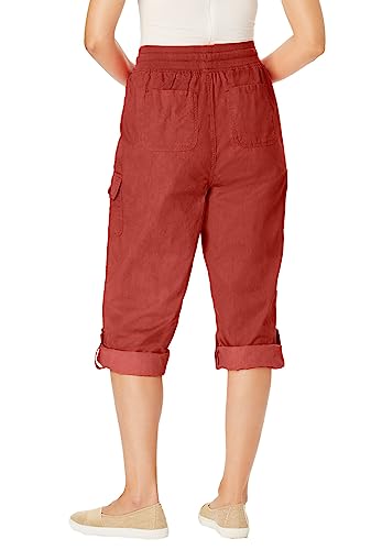Woman Within Women's Plus Size Convertible Length Cargo Capri Pant - 22 W, Olive Green Camouflage Multicolored #TOP2