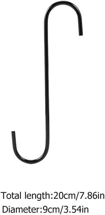 Cabilock 5pcs Large S Hooks Heavy Duty, Black S Shaped Fence Hanger Hooks for Hanging Plants,Wind Chimes,Gardening Tools,Lights,Pool Equipment,Bird Feeder,Bird House,Indoor Outdoor Use