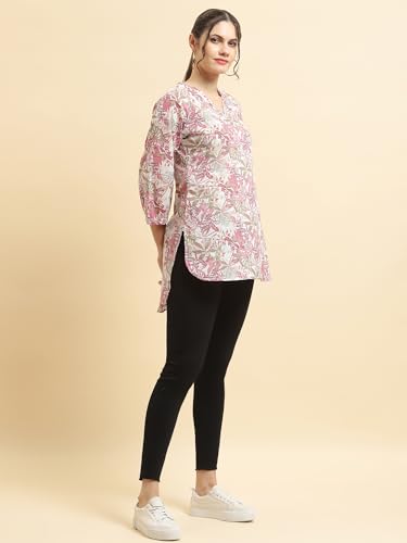 Image of Shree Women Liva (Rayon) White Floral Print Kurta