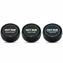 Ballsy Body & Ball Rub, Cologne for Everywhere, with Beeswax, Coconut and Sunflower Seed Oil, Ocean & Air/Forest & Fields/Bourbon & Barrel, .85 oz