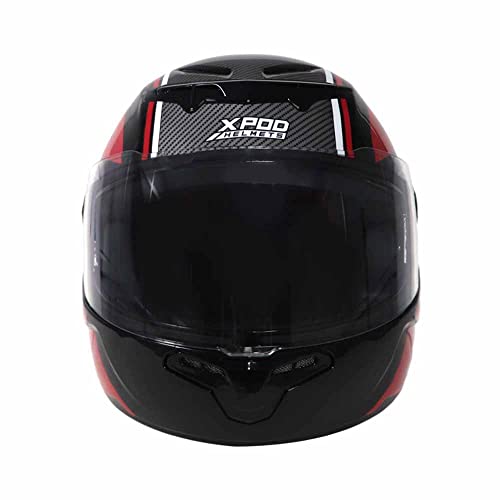Image of TVS XPOD LT Helmet for Men-ISI Certified, EPS Impact Absorption, Plush Comfort Interiors-Premium Bike Helmet for Safety & Comfort (Black Red-L)