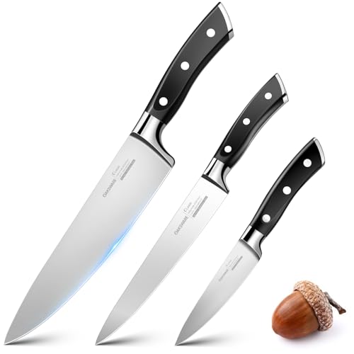 OAKSWARE Kitchen Knife Set 3 Pcs, German High Carbon Steel Chef Knives Set