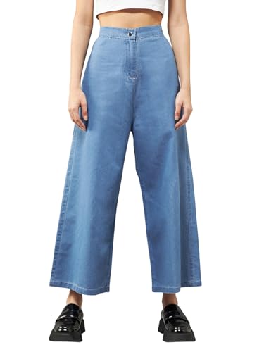 Jean évasé non extensible taille haute en toile denim robuste et droite