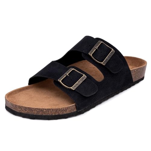 Image of Nautica Men's Sandals - Casual Slides with 2 Adjustable Buckle Straps and Cork Footbed for Ultimate Comfort and Style (Regular /Wide Width, Big Size)