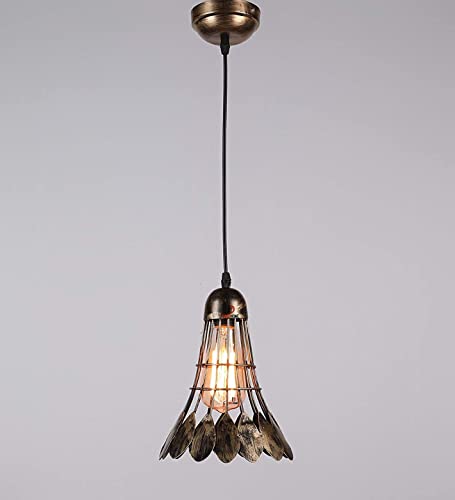Image of DECOHOME Modern Hanging Ceiling Lamp Lights for Home & Decor | Premium Finish Pendant Light for Living Room, Bedroom & Dining Area | Stylish Indoor Lighting | Chandelier Lights (Shuttlecork-Gold)