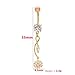Cykdohy 14G Rhinestone Flower Leaves Dangle Belly Navel Ring for Women Stainless Steel Dainty Petal Crystal Long Dangling Belly Button Rings Curved Barbell Stud Fashion Piercing Jewelry (Gold)