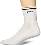 BOSS Men's Iconic Ribbed Ankle Socks, Bright White, 7-13