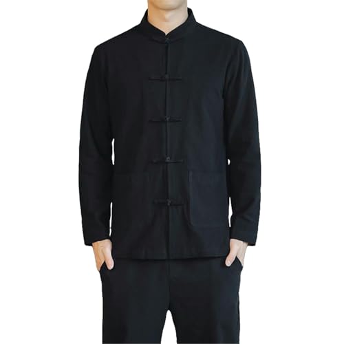 Robe à manches longues style chanvre chinois avec un col montant élégant