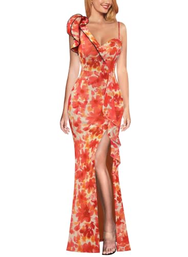 Image of VFSHOW Womens Ruffle One Shoulder Wedding Formal Prom Evening Maxi Dress