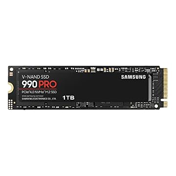 Samsung 990 PRO 1TB PCIe Gen 4.0 x4 (taxa de transferência máxima 7.450MB/s) NVMe M.2 (2280) SSD interno MZ-V9P1T0B-IT/EC