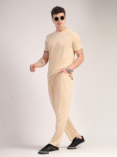 Image of Thomas Scott Men's | Relaxed Fit | Solid | 100% Polyester | Co-Ord Set With Short Sleeve T-Shirt & Trouser