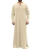 LVCBL Męskie spodnie kaftan z długim rękawem i kieszeniami, uniwersalne dopasowanie, M-3XL, khaki, M