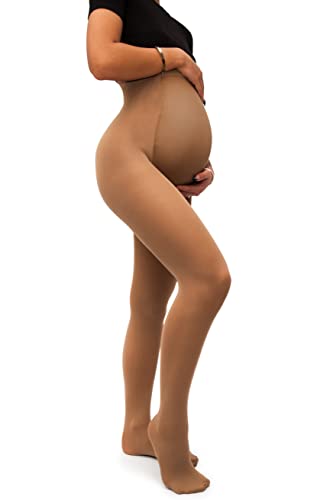 sofsy Medias Opacas de Maternidad - Ajuste súper cómodo para todas las etapas del embarazo 50 den Camel 3 - Medium Cover