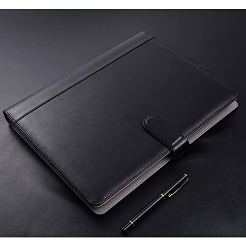 A4 Padfolio Portfolio 4 Ring Binder Portfolio Organizer With Leather Folder Writing Pad Zipper Business Notebook Binders Notepads Resumes Documents Holder (Color : Black, Size : 12-Bit+3*Note Pad) #TOP1