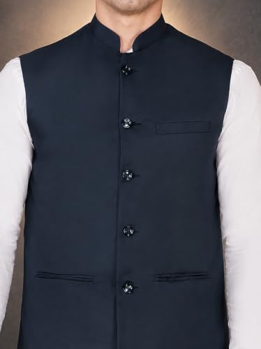 Image of Vastraa Fusion Bandi Modi Koti, Nehru Jacket for Men, Cotton Waistcoat for All Occasion: Diwali, Wedding, Ethnic, Office Party, Formal & casual Look