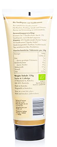 T&C - Bio Vanilla Bean Paste | Vanille Paste aus 100% natürlichen BIO-Vanilleschoten. Vanillepaste ideal zum Verfeinern von Pudding, Torten, Dessert, Eis uvm. | Inhalt: 320g