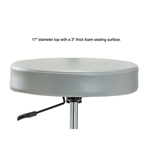Perch Walter Rolling Height Adjustable Exam Stool with Back for Hardwood or Tile | Desk Height 300-Pound Weight Capacity | (Black Fabric)