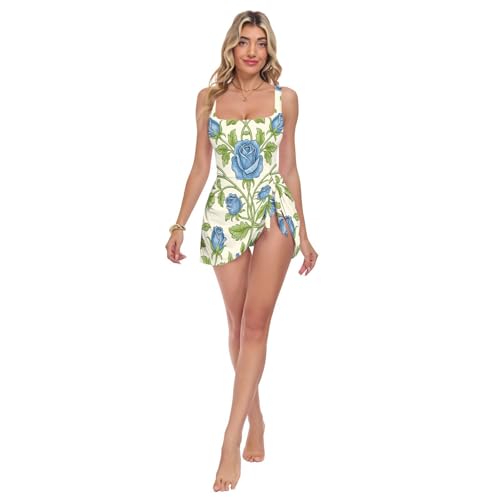 Robe de bain amincissante à effet ventre plat avec motif floral rétro et jupe