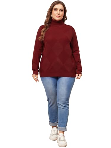 Image of Agnes Orinda Plus Size Pullover Sweaters for Women Lightweight Long Sleeve Turtleneck Novelty Sweater