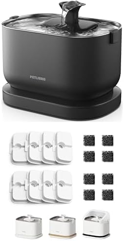 Bundle of PETLIBRO Cat Water Fountain, Cordless Pet Water Fountain Battery Operated+8 Packs Pet Fountain Filter & Sponges for Dockstream WF106/WF116/WF105/WF115/WF005/WF305, 4 Months Set Easy-Swap