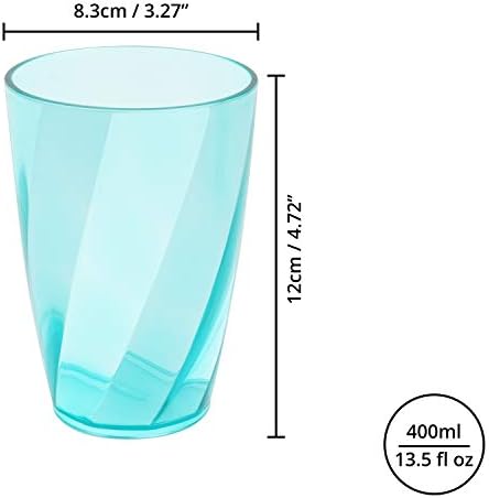 Belle Vous 9 Pack Plastic Coloured Cups - 400ml/13.5oz Reusable Drinking Tumblers in 3 Colours - Hard Plastic Drinkware Set for Parties, Camping, BBQs, Picnics & Beach - Dishwasher Safe & BPA Free