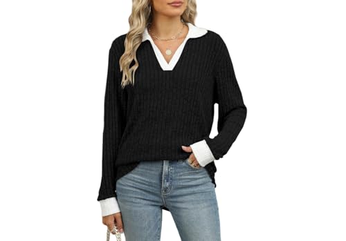 Image of Womens Long Sleeve Shirts Fashion Fall Tops Blouses Sweater Dressy Business Casual Outfits
