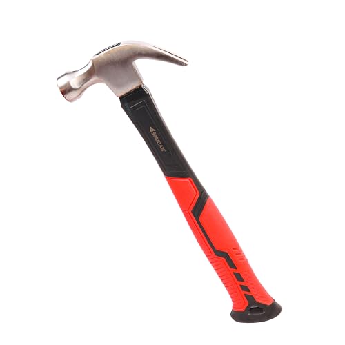 Image of Spartan 8 oz Hammer | 2 in 1 Flat Face & Nail Puller with Magnetic Nail Holder | Forged Steel Head for Strength & Durability | Fibreglass Anti-Slip Handle for Carpentry, Home & DIY Use
