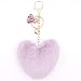 jtkdxqs Pom Pom Keychain Soft Artificial Rabbit Fur Plush Fluffy Key Ring Heart Shape Tassel Keychains for Women,light purple